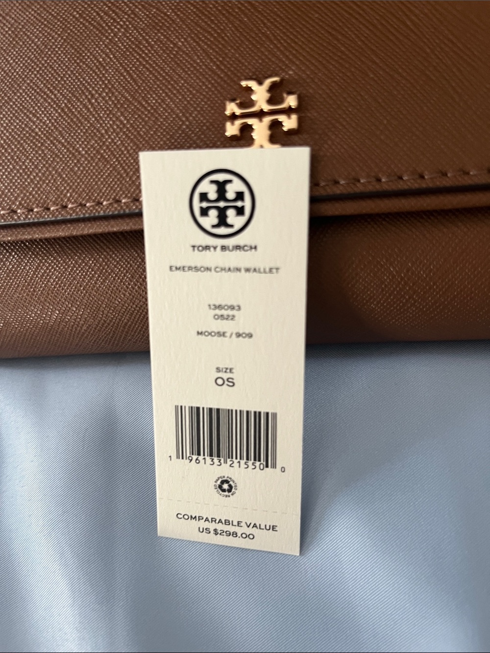 Tory Burch Mocha Leather Crossbody with Gold Chain - Picture 6 of 6